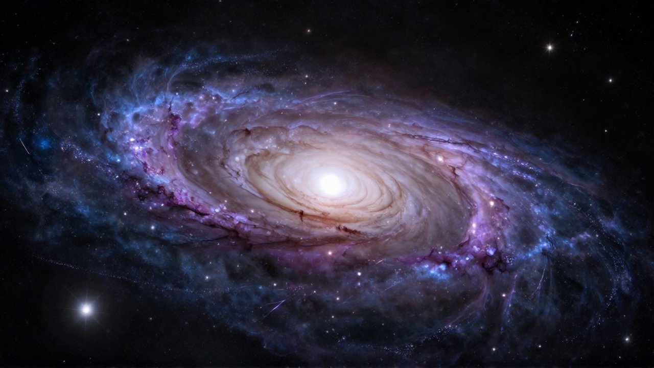 Dos galaxias espirales colisionan entre nubes de gas brillante y estrellas en el espacio profundo.