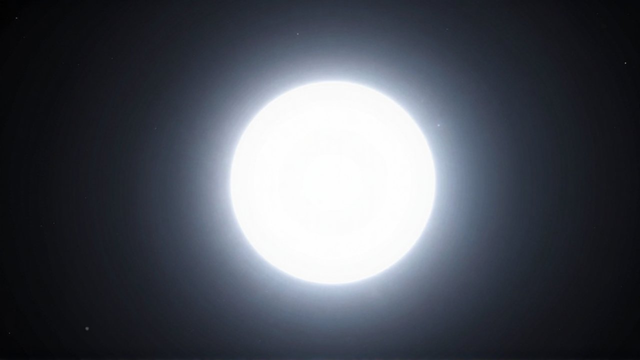 Una enana blanca brillante emite una intensa luz azulada sobre un fondo de vacío cósmico oscuro.