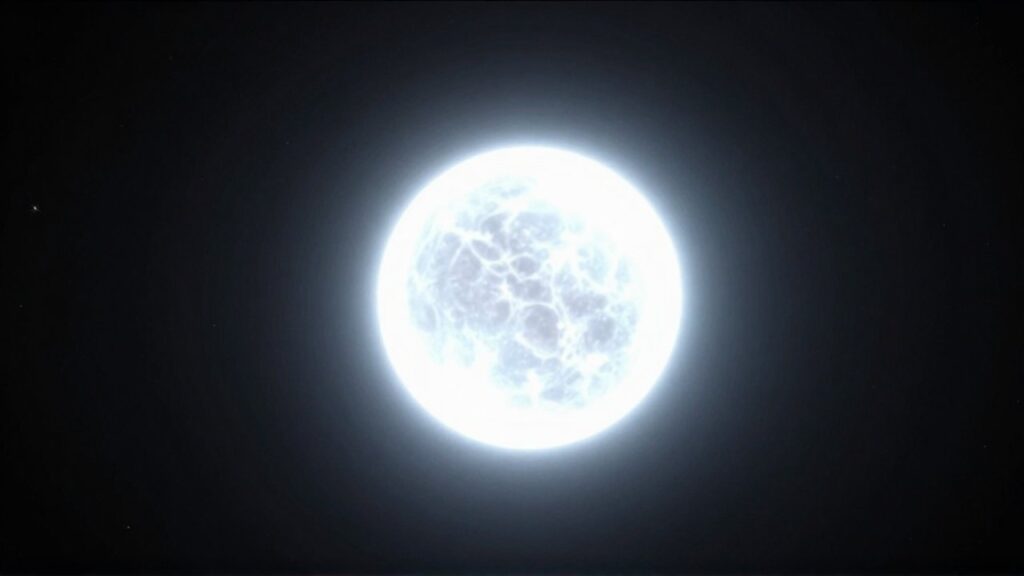 Enana blanca brillante con luminiscencia azulada flotando en la inmensidad del espacio profundo.
